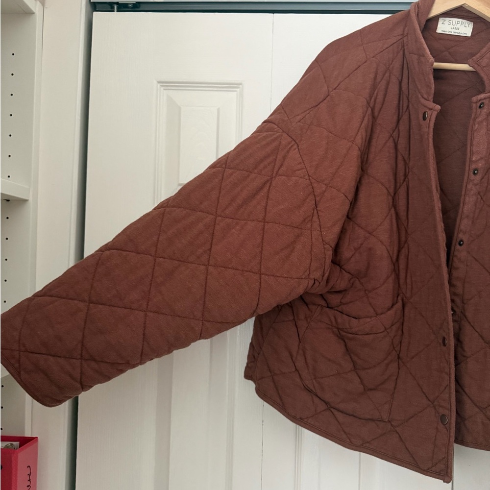 Z Supply Quilted Bomber Jacket in Rust - Picture 13 of 15